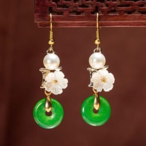 two green Camellia Earrings