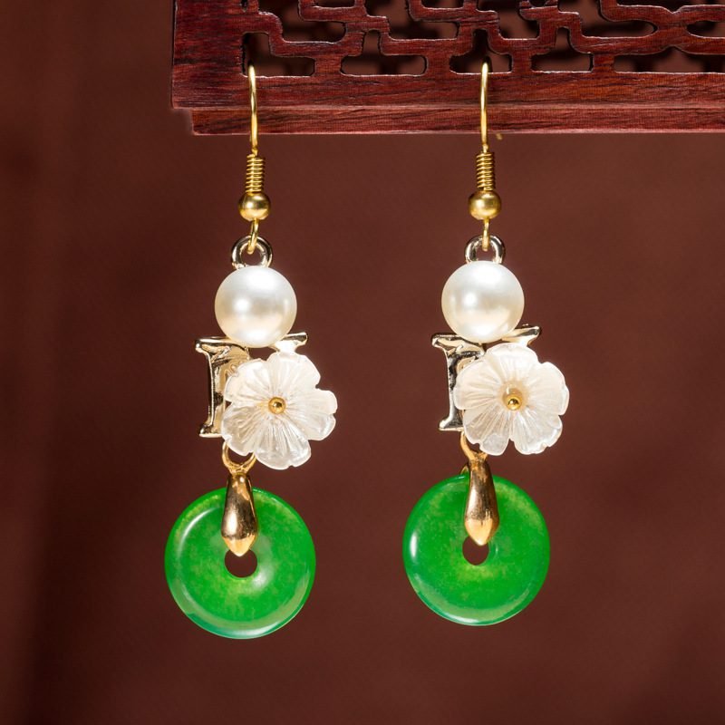 two green Camellia Earrings