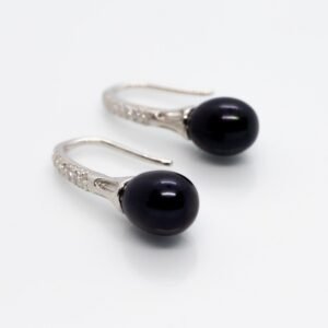 two black dragon scale black pearl earrings