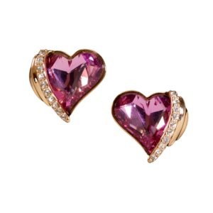 Heart Shaped Emerald Earrings (Pink)